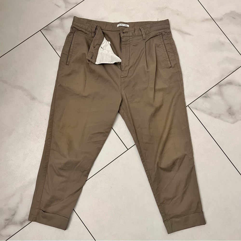 Helmut Lang Twill Cropped Cuff Trouser